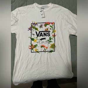 Vans size large white tee with plants